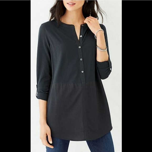 J.Jill Mixed-Media tab-sleeve tunic in white - Picture 9 of 9